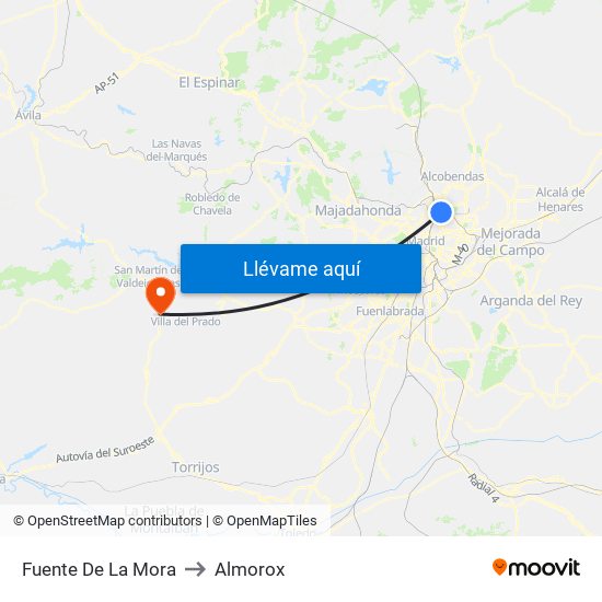 Fuente De La Mora to Almorox map