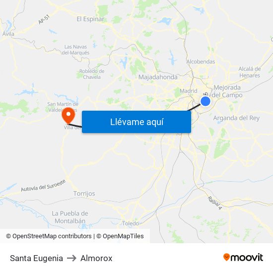 Santa Eugenia to Almorox map