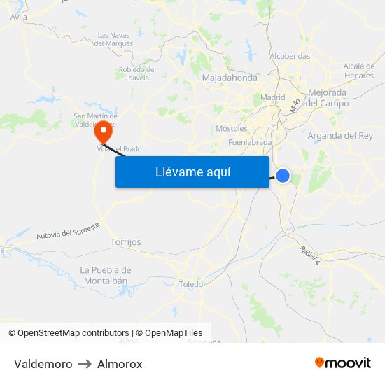 Valdemoro to Almorox map