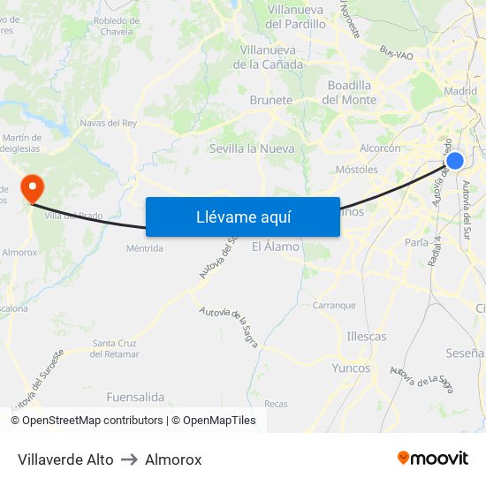 Villaverde Alto to Almorox map