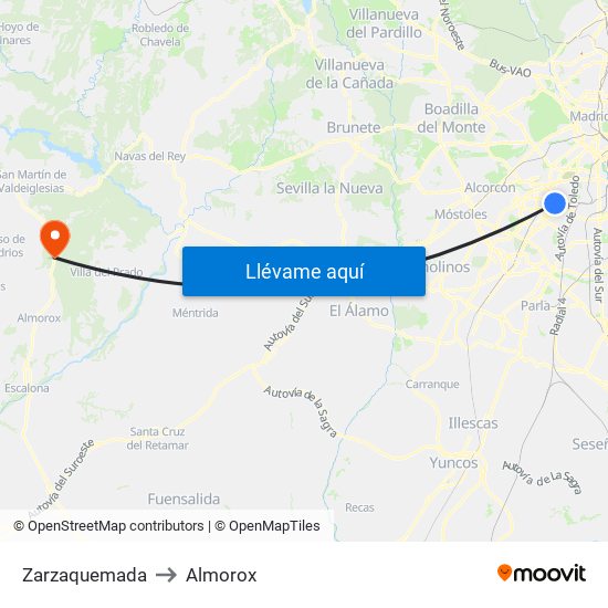 Zarzaquemada to Almorox map