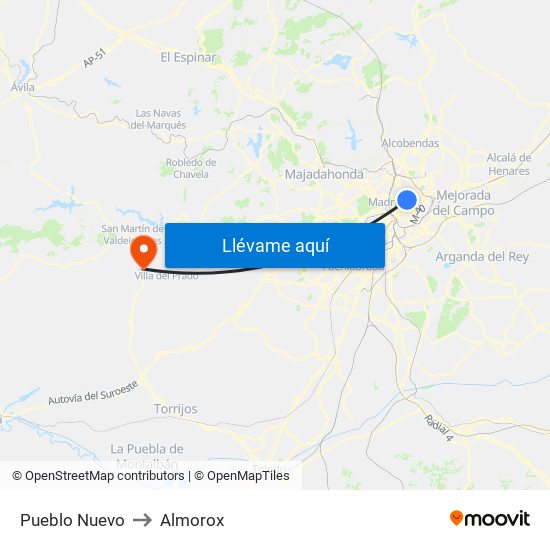 Pueblo Nuevo to Almorox map