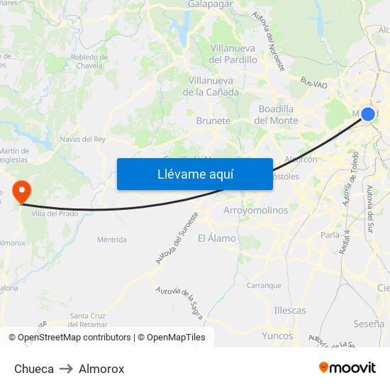 Chueca to Almorox map
