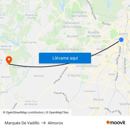 Marqués De Vadillo to Almorox map