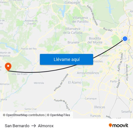 San Bernardo to Almorox map