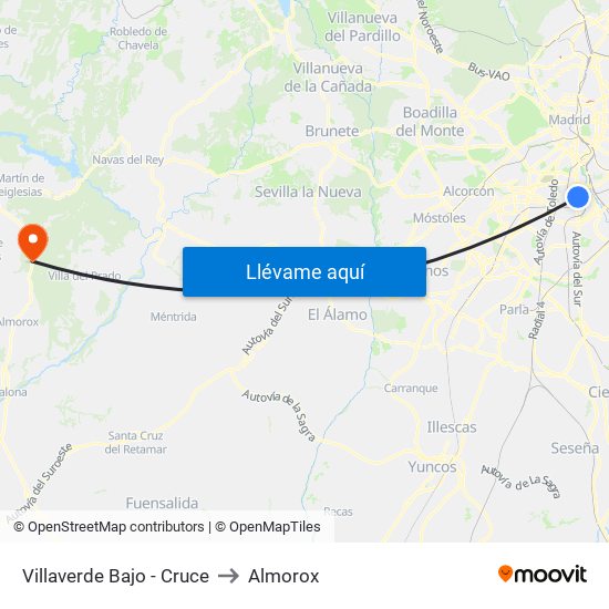 Villaverde Bajo - Cruce to Almorox map