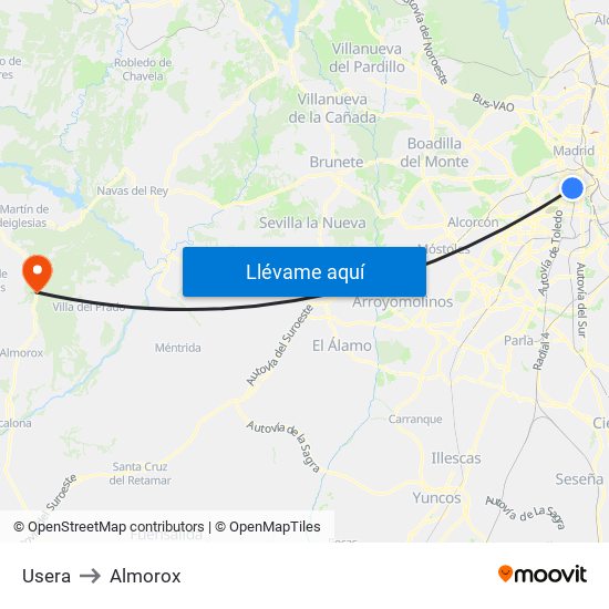Usera to Almorox map