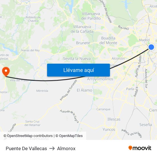 Puente De Vallecas to Almorox map