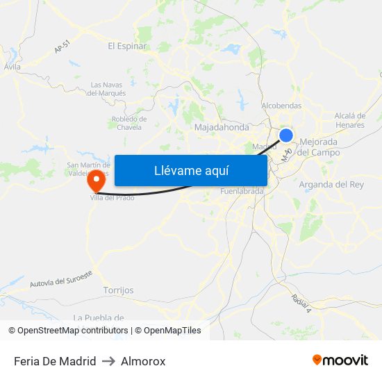 Feria De Madrid to Almorox map