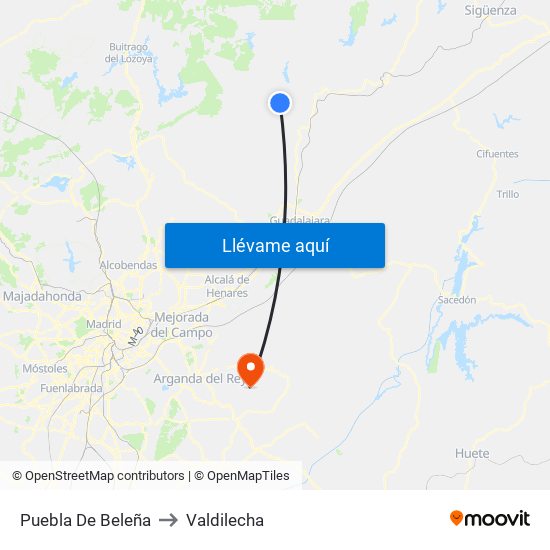 Puebla De Beleña to Valdilecha map