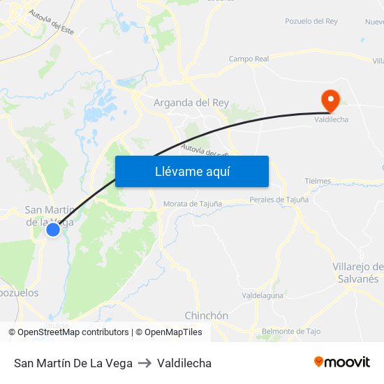San Martín De La Vega to Valdilecha map