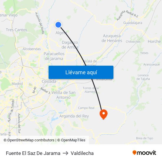 Fuente El Saz De Jarama to Valdilecha map