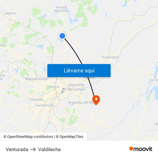 Venturada to Valdilecha map