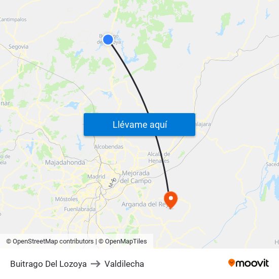 Buitrago Del Lozoya to Valdilecha map