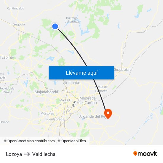Lozoya to Valdilecha map
