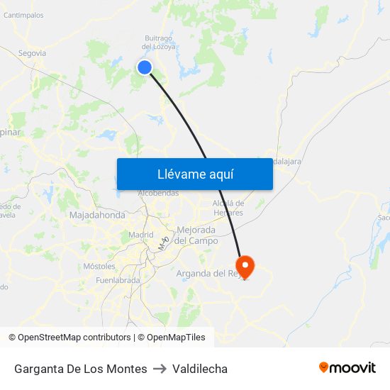 Garganta De Los Montes to Valdilecha map