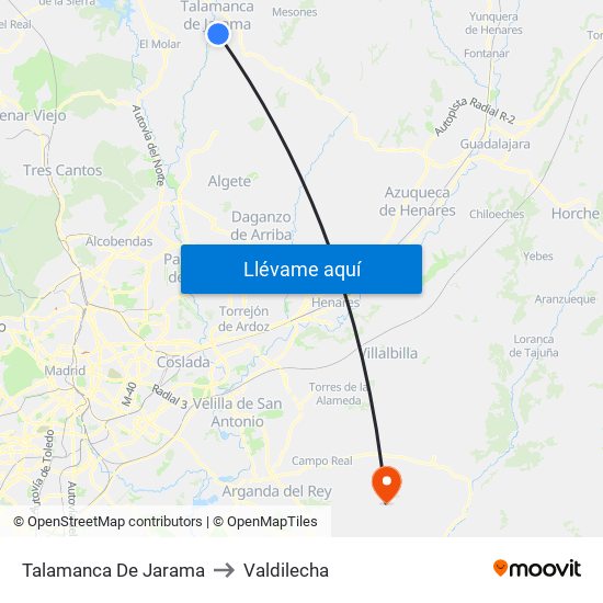 Talamanca De Jarama to Valdilecha map