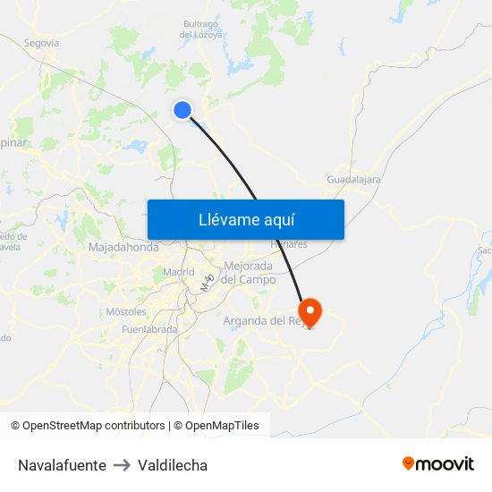 Navalafuente to Valdilecha map