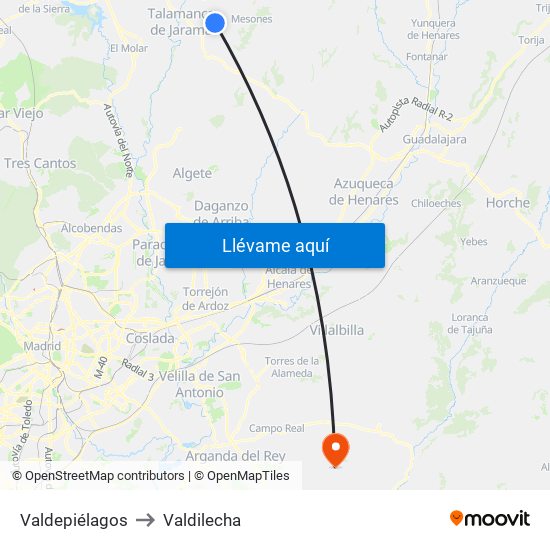 Valdepiélagos to Valdilecha map