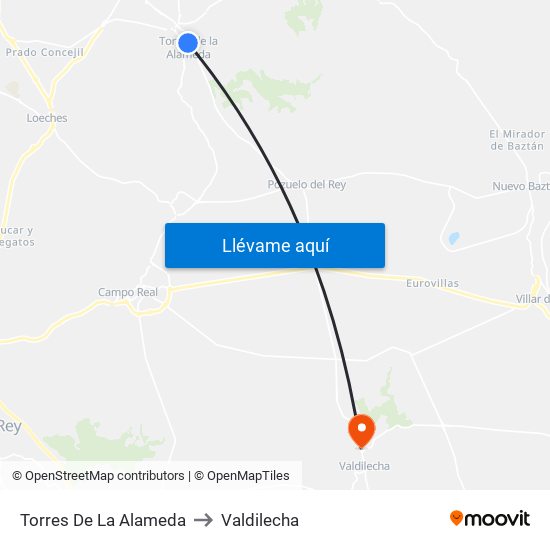 Torres De La Alameda to Valdilecha map