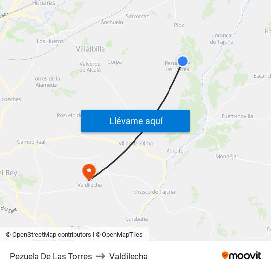 Pezuela De Las Torres to Valdilecha map