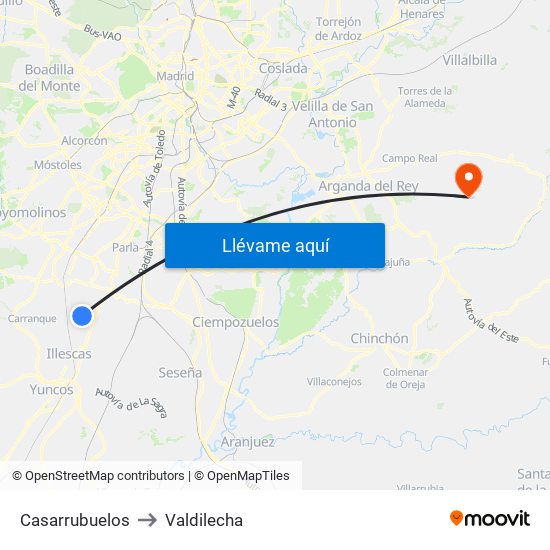 Casarrubuelos to Valdilecha map