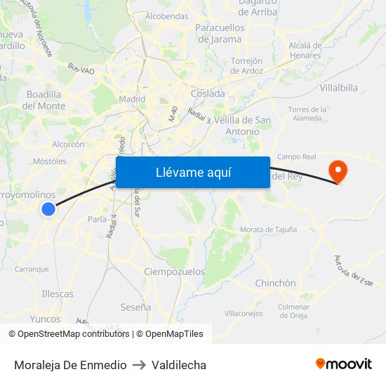 Moraleja De Enmedio to Valdilecha map