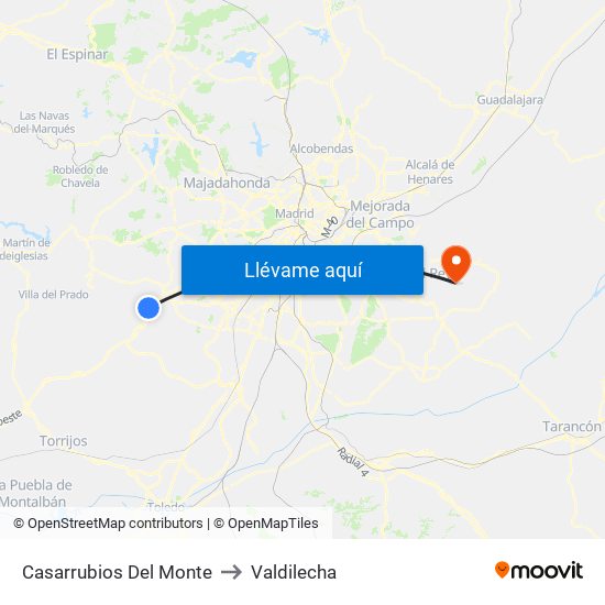 Casarrubios Del Monte to Valdilecha map