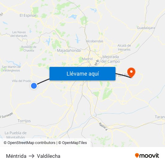 Méntrida to Valdilecha map
