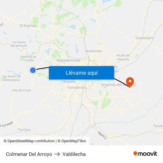 Colmenar Del Arroyo to Valdilecha map