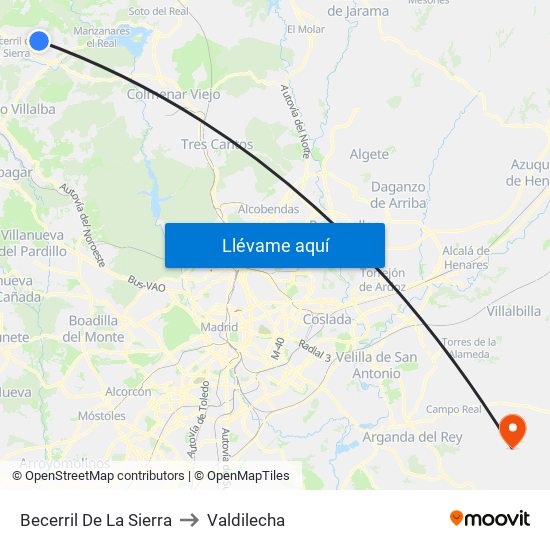 Becerril De La Sierra to Valdilecha map