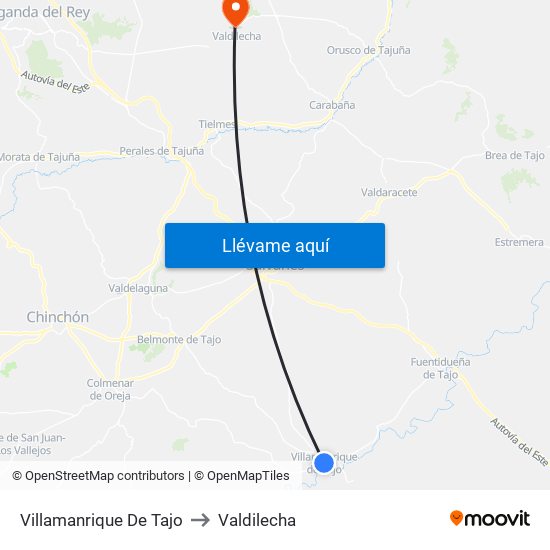 Villamanrique De Tajo to Valdilecha map