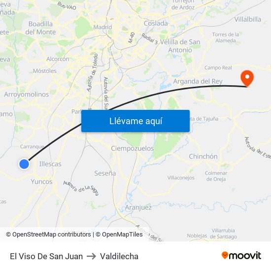 El Viso De San Juan to Valdilecha map