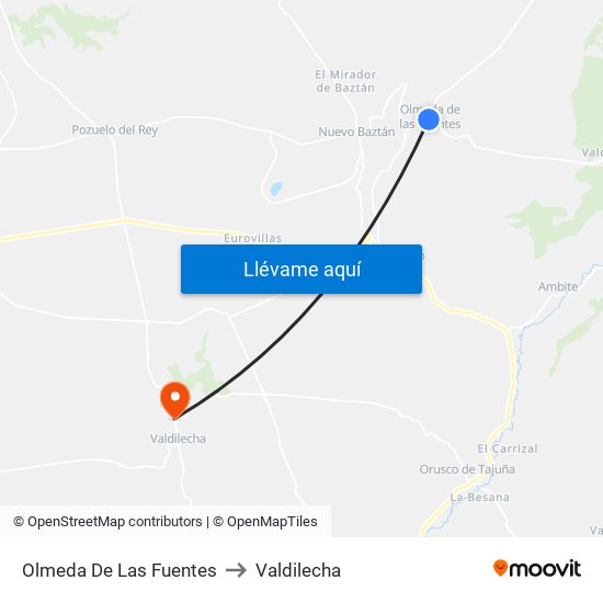 Olmeda De Las Fuentes to Valdilecha map