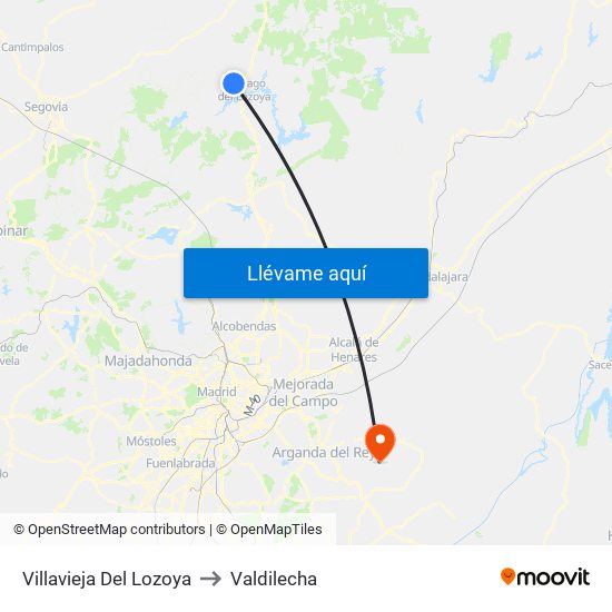 Villavieja Del Lozoya to Valdilecha map