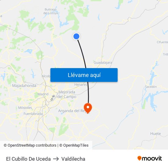 El Cubillo De Uceda to Valdilecha map