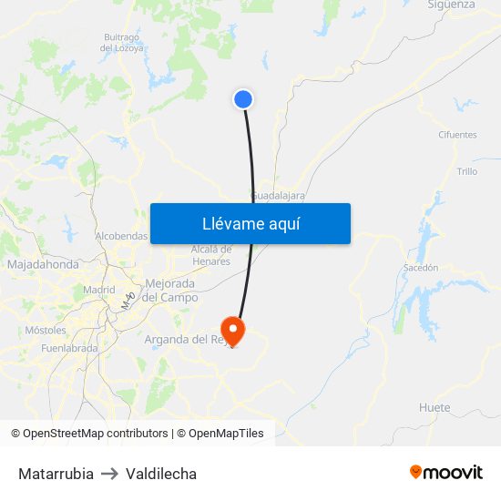 Matarrubia to Valdilecha map