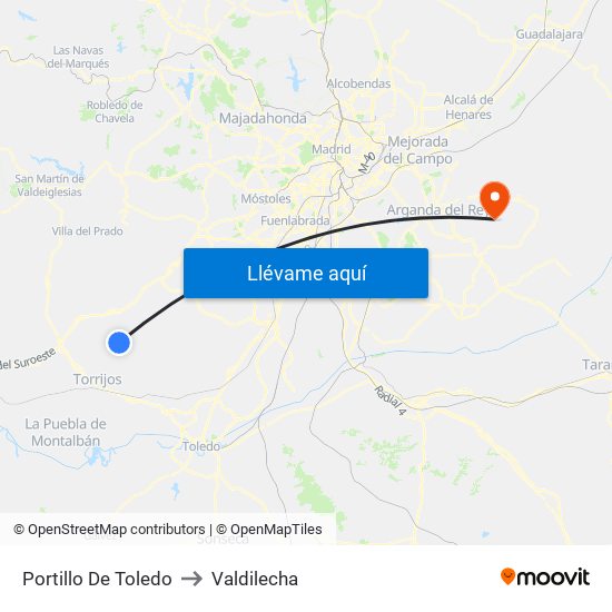 Portillo De Toledo to Valdilecha map