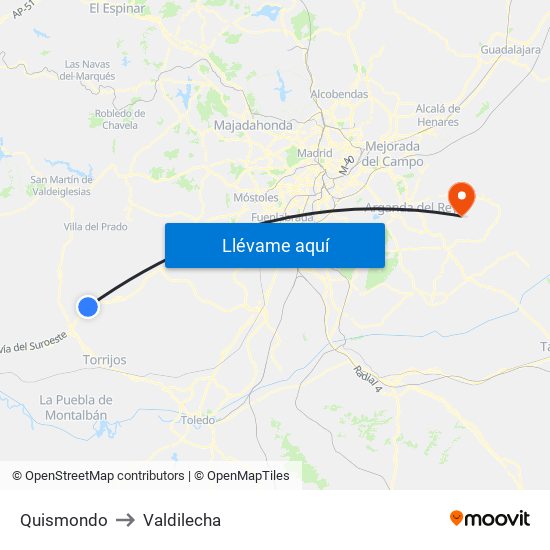 Quismondo to Valdilecha map