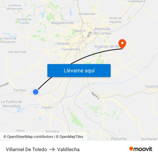 Villamiel De Toledo to Valdilecha map