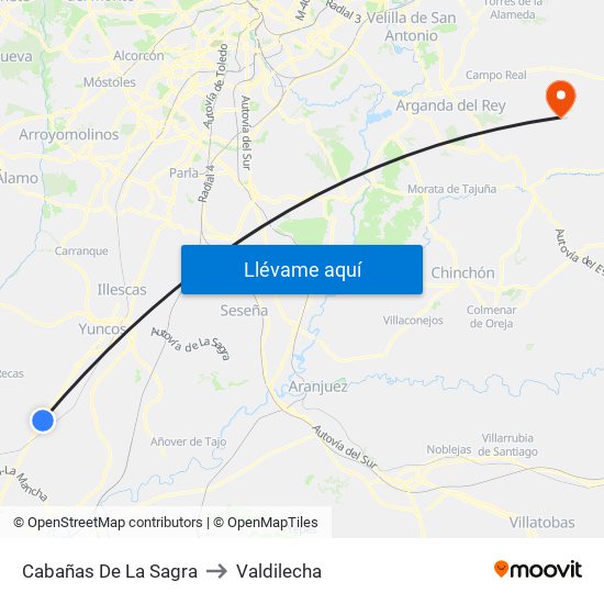 Cabañas De La Sagra to Valdilecha map