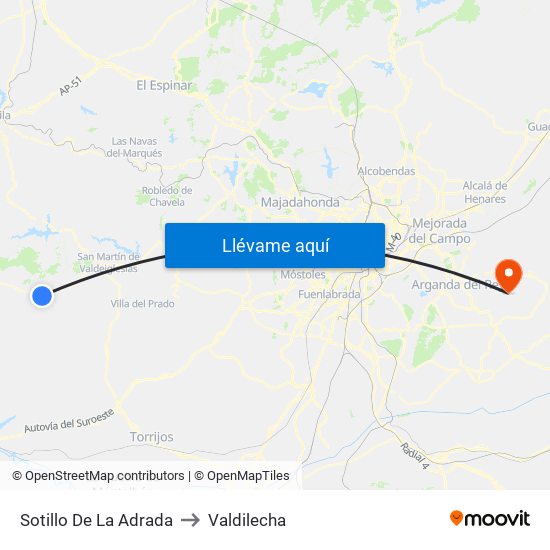 Sotillo De La Adrada to Valdilecha map