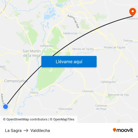 La Sagra to Valdilecha map