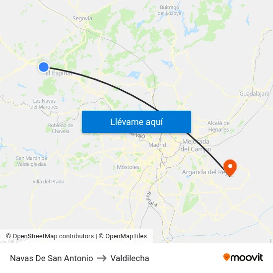Navas De San Antonio to Valdilecha map
