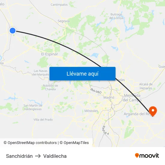 Sanchidrián to Valdilecha map