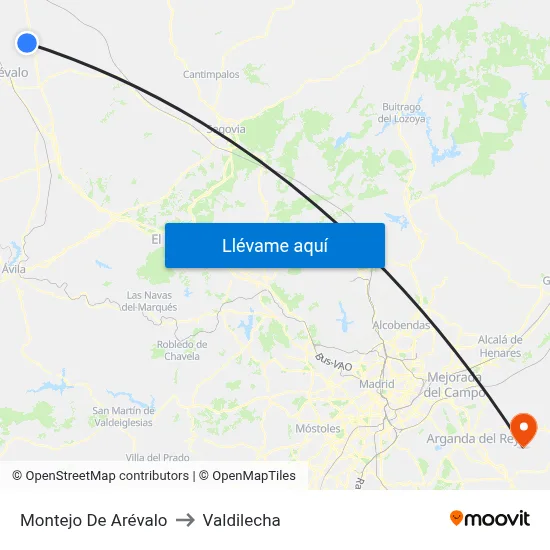 Montejo De Arévalo to Valdilecha map