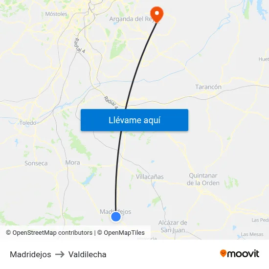 Madridejos to Valdilecha map