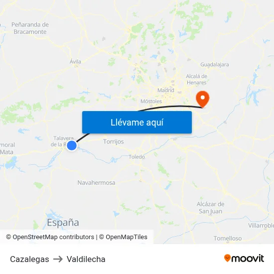 Cazalegas to Valdilecha map