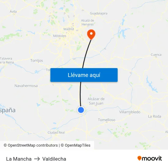 La Mancha to Valdilecha map