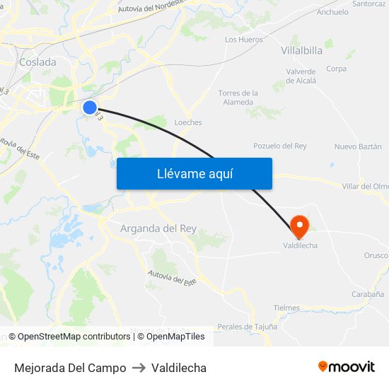 Mejorada Del Campo to Valdilecha map
